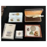 HKA175 - Silver Men’s Jewelry Set-Links & Tie Bar, Ass’t Pins, More