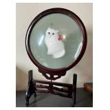 HKA237 - Vintage Chinese Silk Cat Embroidery 