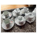 HKA251 - Set of 6 Porcelain Tea Cups and Plates 
