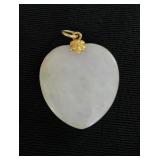 HKA292 - White Heart-Shaped Jade Pendant 