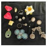 HKA298 - Costume Jewelry Frenzy-Brooches, Earrings, Rings, Etc!