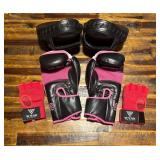 KFF021 Leather Boxing Gloves And Punching Mitts Set