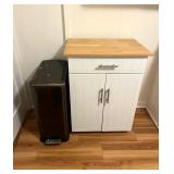 KFF041 Kitchen Island Cart W/ Simple Human Trash Can 