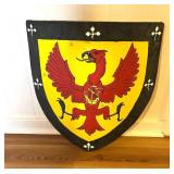 KFF061 Wooden & Canvas Shield W/ Hand Painted Falcon