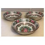 MES006 Set Of Three Chinese Rose Medallion Porcelain Serving Bowls 9”