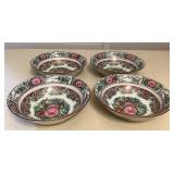 MES007 Set Of Four Chinese Rose Medallion Porcelain Serving Bowls 8”