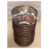 MES011 Twelve Chinese Rose Medallion Soup/Rice Bowls 4.25”