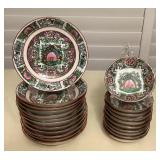 MES013 Twenty-Two Chinese Rose Medallion Small Bowls 3.75” & 5.5”