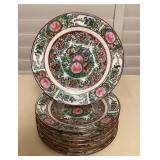 MES014 Eight Chinese Rose Medallion Dessert Plates 8”