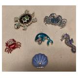 MES016 Six Sealife Brooches 