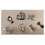 MES017 Seven Cat Brooches 