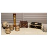 MES058 Cigar Boxes, Galileo Hour Glass Timer, Culver Glasses & Globe