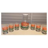 MES088 Vintage Libbey? Juice Pitcher With Matching Juice Glasses