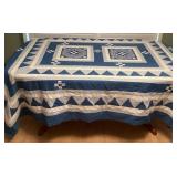 MES089 Handmade Blue Patchwork Quilt Blanket 