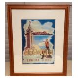 MES093 Framed Picture Print Of Landmarks In Honolulu 