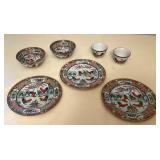 MES102 Vintage Chinese Famille Rose Rooster Porcelain Dishes