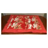MES139 Red Japanese Floral Kake Futon Blanket