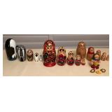 MES145 Four Sets Of Wooden Russian Matryoshka Nesting Dolls 