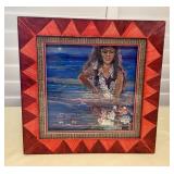 MES162 Original Framed Painting Of A Lovely Hawaiian Woman Wearing A Lei