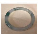 MES186 Green & White Jade Thin Bangle Bracelet New 