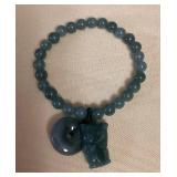 MES187 Jade Bead Lucky Neko Cat Bracelet New