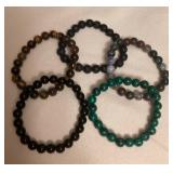 MES189 Five Polished Stone Bead Bracelets New