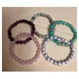 MES190 Five Polished Stone Bead Bracelets New