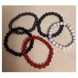 MES191 Five Polished Stone Bead Bracelets New