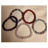 MES192 Five Polished Stone Bead Bracelets New