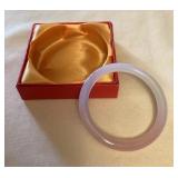 MES194 Pink & White Jade Bangle Bracelet New 