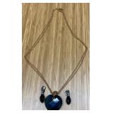 VBB164 Folli Folie Costume Jewelry Set - Faceted Blue Heart Pendant & Drop Earrings