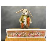 VBB173 Dapper Bunny Standing Easter Decor and Happy Easter Wood Sign
