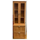 VBB175 2-Shelf Hutch w/Lateral File Cabinet in Honey Maple 