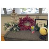 VBB176 Christmas Wreath, Wood Signs, Glass Vase, Globe and More