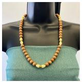 VBB521 Handcrafted Sandalwood Bead Necklace with Pikake Bud Accents