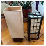 SAT033 - Pair of Modern Japanese-Style Table Lamps - Shoji & Minimalist Pedestal Designs