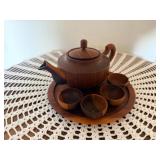 SAT048 - Miniature wooden carved Tea Set 