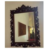 SAT098 - Large Ornate Mirror with Dark Wood Frame