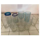 SAT122 - Assortment Of Glass Cups And Colored Glass