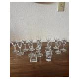 SAT128 - 15pc Vintage Barware Set: 11 Libbey 3002 Cordial Glasses + 4 Bonus Glassware