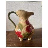 SAT141 - Vintage Giftcraft Oasis Red Poppy Ceramic Footed Pitcher / Flower Vase