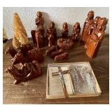 SAT245 - Vintage Hand-Carved Wooden Nativity Set