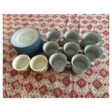 SAT286 - Tea And Plates Set, 2 Japanese Tea Cups