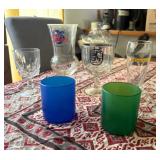 SAT349 - Crystal Goblet, 2 Glass Goblets, Michigan Glass, 2 Plastic Cups