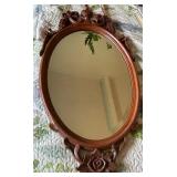 SAT397 - Vintage Carved Wood Oval Mirror 