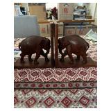 SAT448 - Vintage Hand-Carved Wooden Elephant Bookends