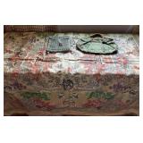SAT496 - Chinese Silk Brocade Tablecloth & 2 Woven Handbags