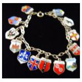 PPM024 European Charm Bracelet 13 Shield Crest Charms 