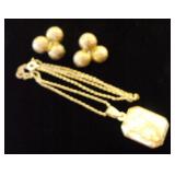 PPM031 Silver Locket Pendant, Sterling  Necklace & Earrings