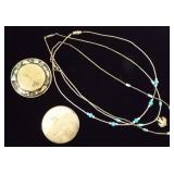 PPM060 Three Liquid Silver Native American Design Necklaces 
